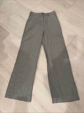 Zara Gray Wide-Leg Trousers 100% Linen